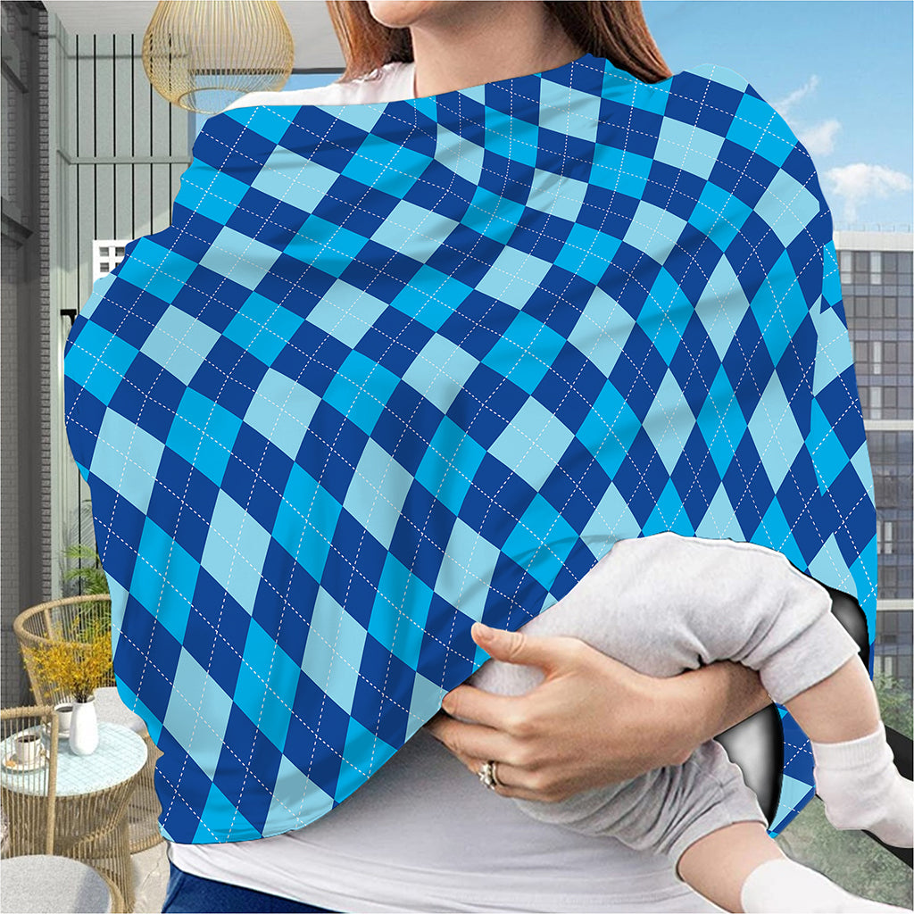 Classic Blue Argyle Pattern Print Baby Seat Cover