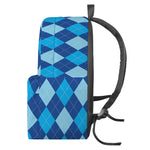 Classic Blue Argyle Pattern Print Backpack