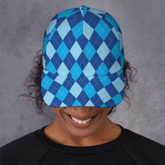 Classic Blue Argyle Pattern Print Baseball Cap