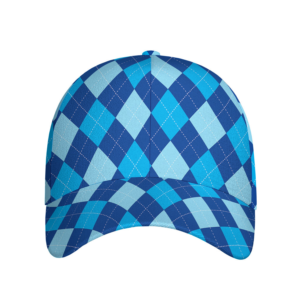 Classic Blue Argyle Pattern Print Baseball Cap