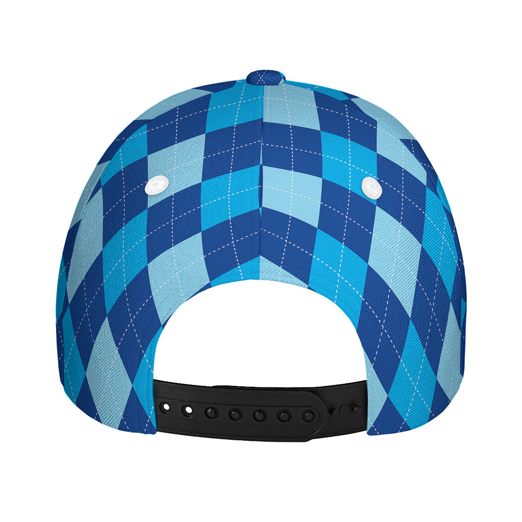 Classic Blue Argyle Pattern Print Baseball Cap