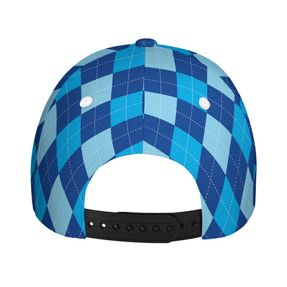 Classic Blue Argyle Pattern Print Baseball Cap