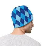 Classic Blue Argyle Pattern Print Beanie