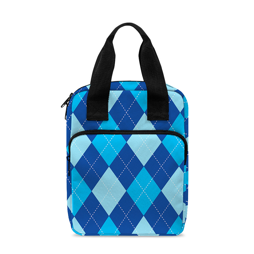 Classic Blue Argyle Pattern Print Bible Tote Bag