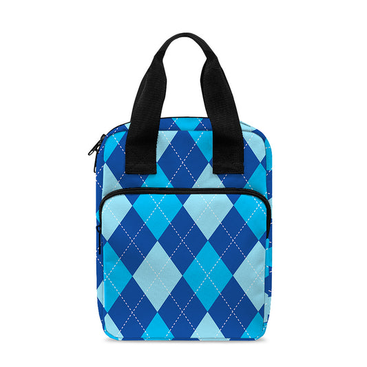 Classic Blue Argyle Pattern Print Bible Tote Bag