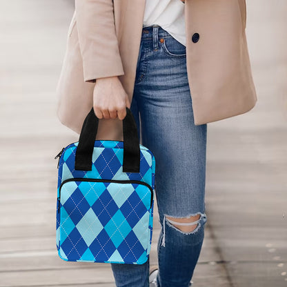 Classic Blue Argyle Pattern Print Bible Tote Bag