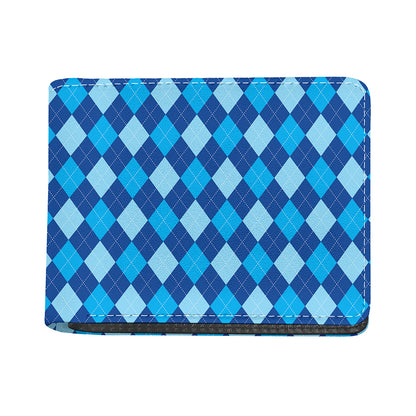 Classic Blue Argyle Pattern Print Bifold Wallet