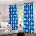 Classic Blue Argyle Pattern Print Dimout Grommet Curtains
