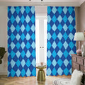 Classic Blue Argyle Pattern Print Dimout Pencil Pleat Curtains
