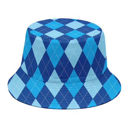 Classic Blue Argyle Pattern Print Bucket Hat