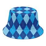 Classic Blue Argyle Pattern Print Bucket Hat