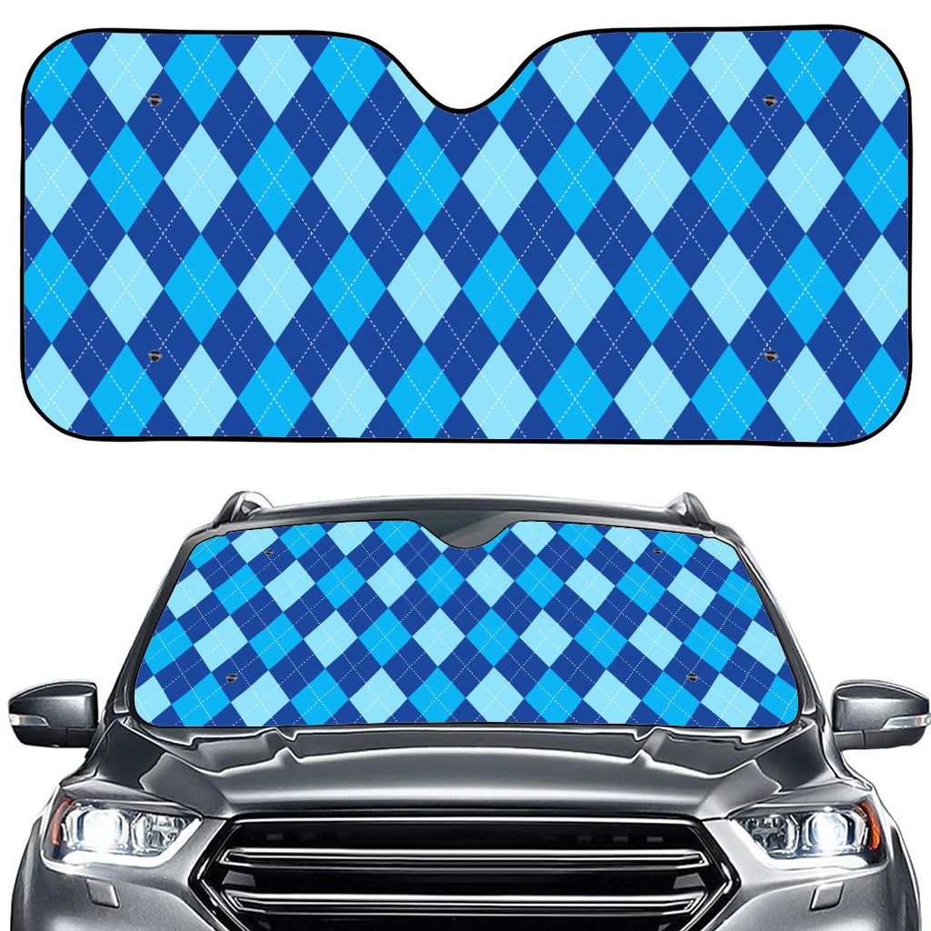 Classic Blue Argyle Pattern Print Car Windshield Sun Shade