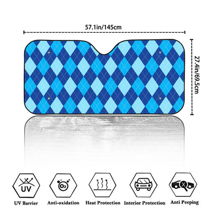 Classic Blue Argyle Pattern Print Car Windshield Sun Shade