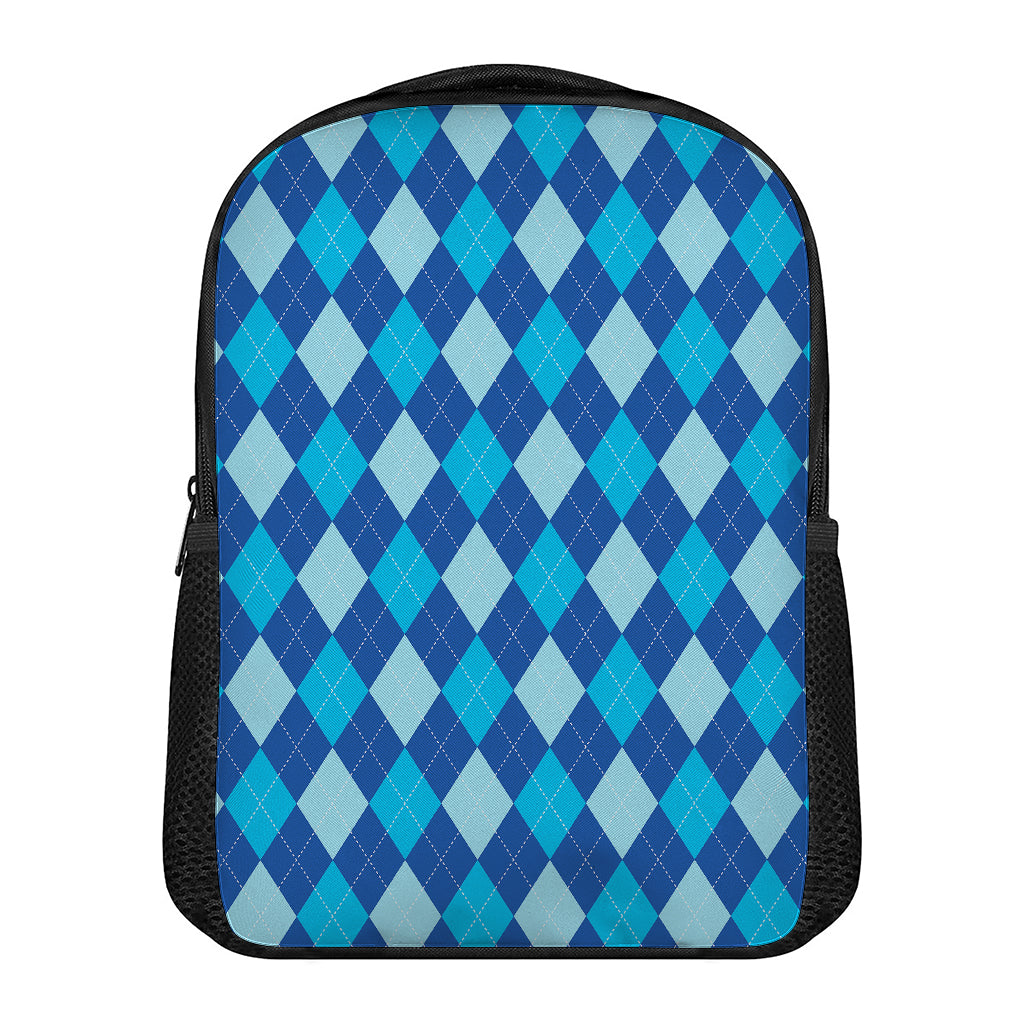 Classic Blue Argyle Pattern Print Casual Backpack
