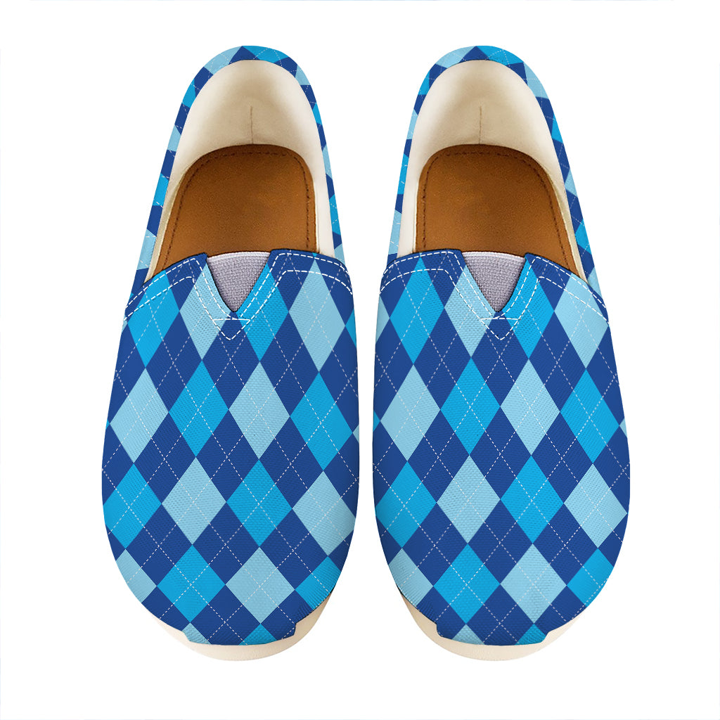 Classic Blue Argyle Pattern Print Casual Shoes