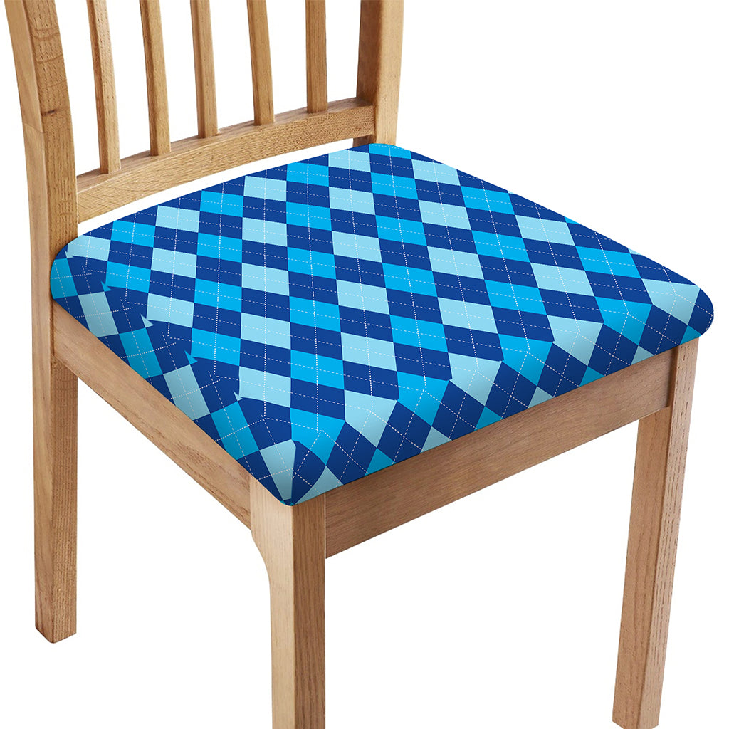 Classic Blue Argyle Pattern Print Chair Cushion Cover
