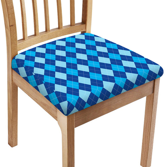 Classic Blue Argyle Pattern Print Chair Cushion Cover
