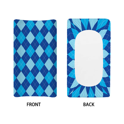 Classic Blue Argyle Pattern Print Changing Pad Cover