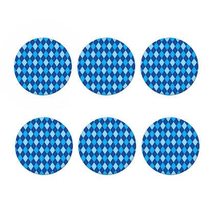 Classic Blue Argyle Pattern Print Coaster Set