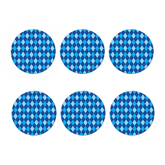 Classic Blue Argyle Pattern Print Coaster Set