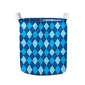 Classic Blue Argyle Pattern Print Collapsible Laundry Basket