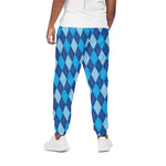 Classic Blue Argyle Pattern Print Cotton Pants
