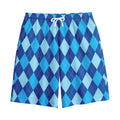 Classic Blue Argyle Pattern Print Cotton Shorts