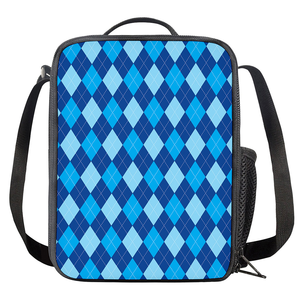 Classic Blue Argyle Pattern Print Crossbody Lunch Bag