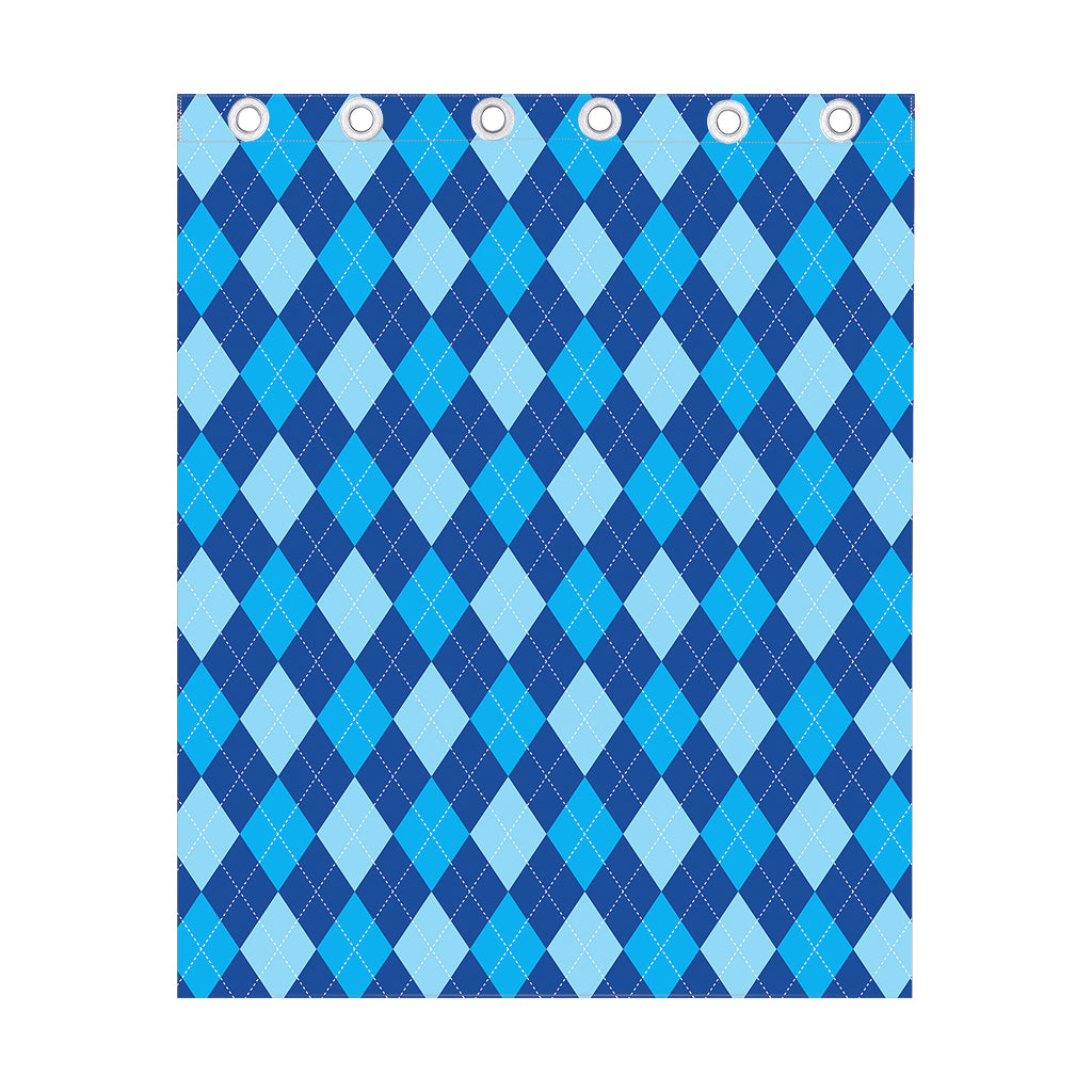 Classic Blue Argyle Pattern Print Curtain