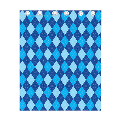 Classic Blue Argyle Pattern Print Curtain