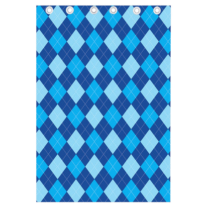 Classic Blue Argyle Pattern Print Curtain