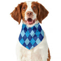 Classic Blue Argyle Pattern Print Dog Bandana