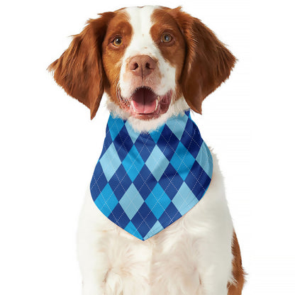 Classic Blue Argyle Pattern Print Dog Bandana
