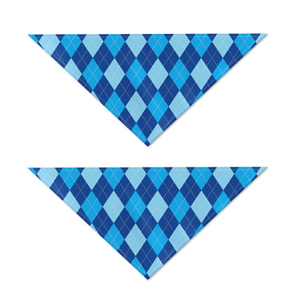 Classic Blue Argyle Pattern Print Dog Bandana