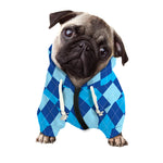 Classic Blue Argyle Pattern Print Dog Zip Up Hoodie