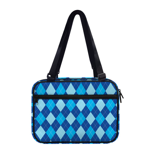 Classic Blue Argyle Pattern Print Double Strap Bible Bag
