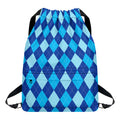 Classic Blue Argyle Pattern Print Drawstring Backpack