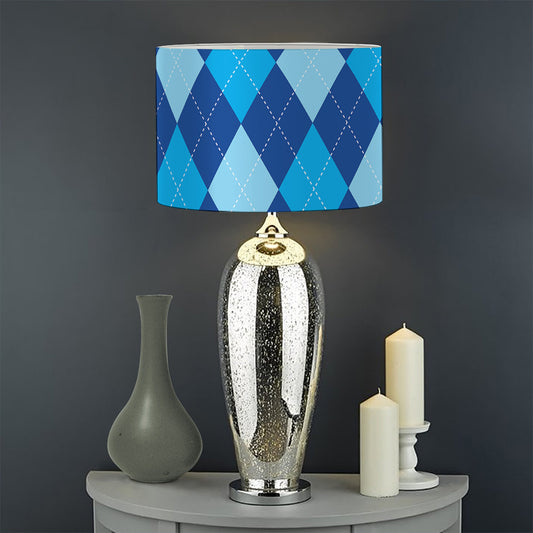 Classic Blue Argyle Pattern Print Drum Lamp Shade