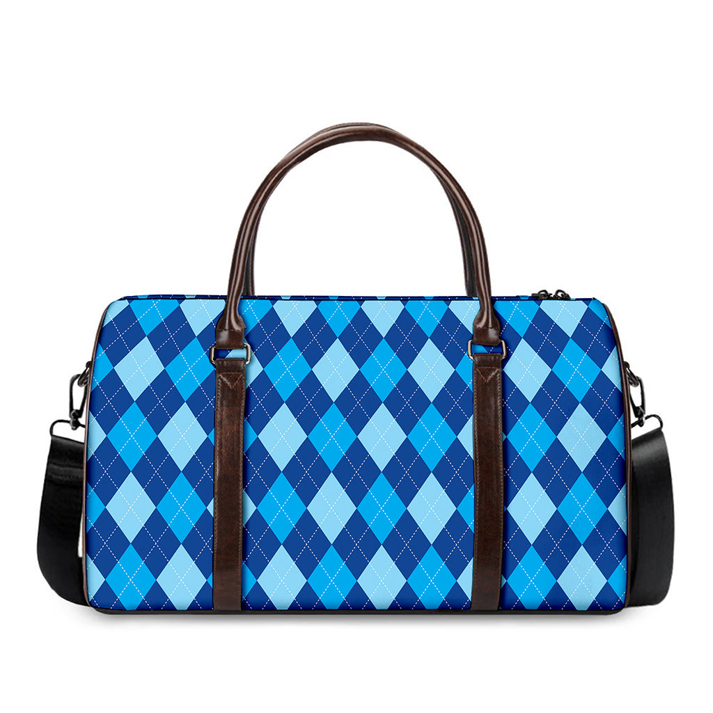 Classic Blue Argyle Pattern Print Duffle Bag