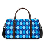 Classic Blue Argyle Pattern Print Duffle Bag