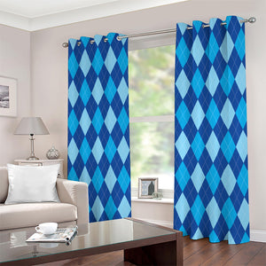 Classic Blue Argyle Pattern Print Extra Wide Grommet Curtains