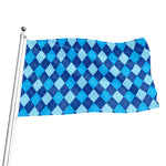 Classic Blue Argyle Pattern Print Flag