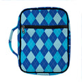 Classic Blue Argyle Pattern Print Front Pocket Bible Bag