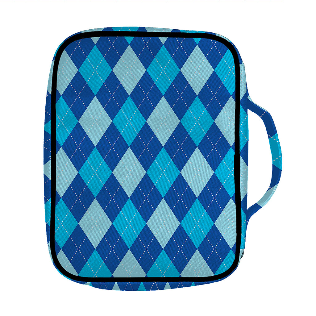 Classic Blue Argyle Pattern Print Front Pocket Bible Bag