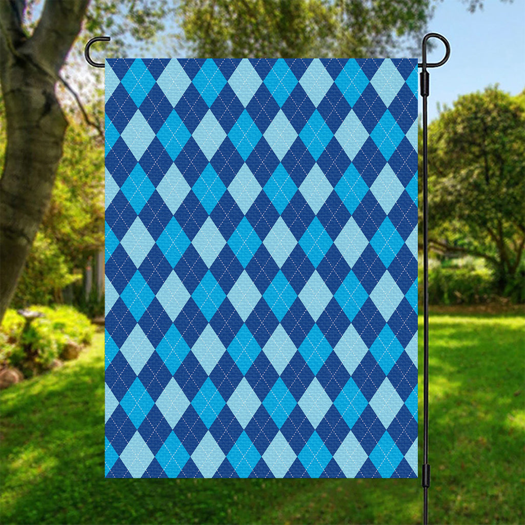 Classic Blue Argyle Pattern Print Garden Flag