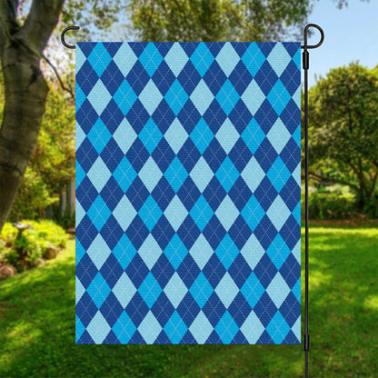 Classic Blue Argyle Pattern Print Garden Flag