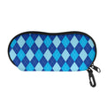 Classic Blue Argyle Pattern Print Glasses Case