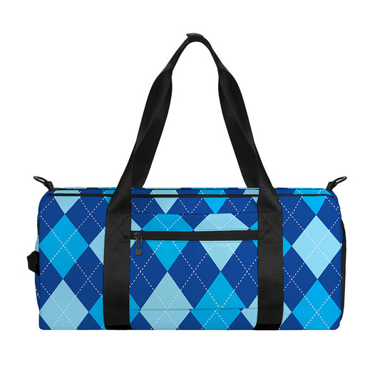 Classic Blue Argyle Pattern Print Gym Bag