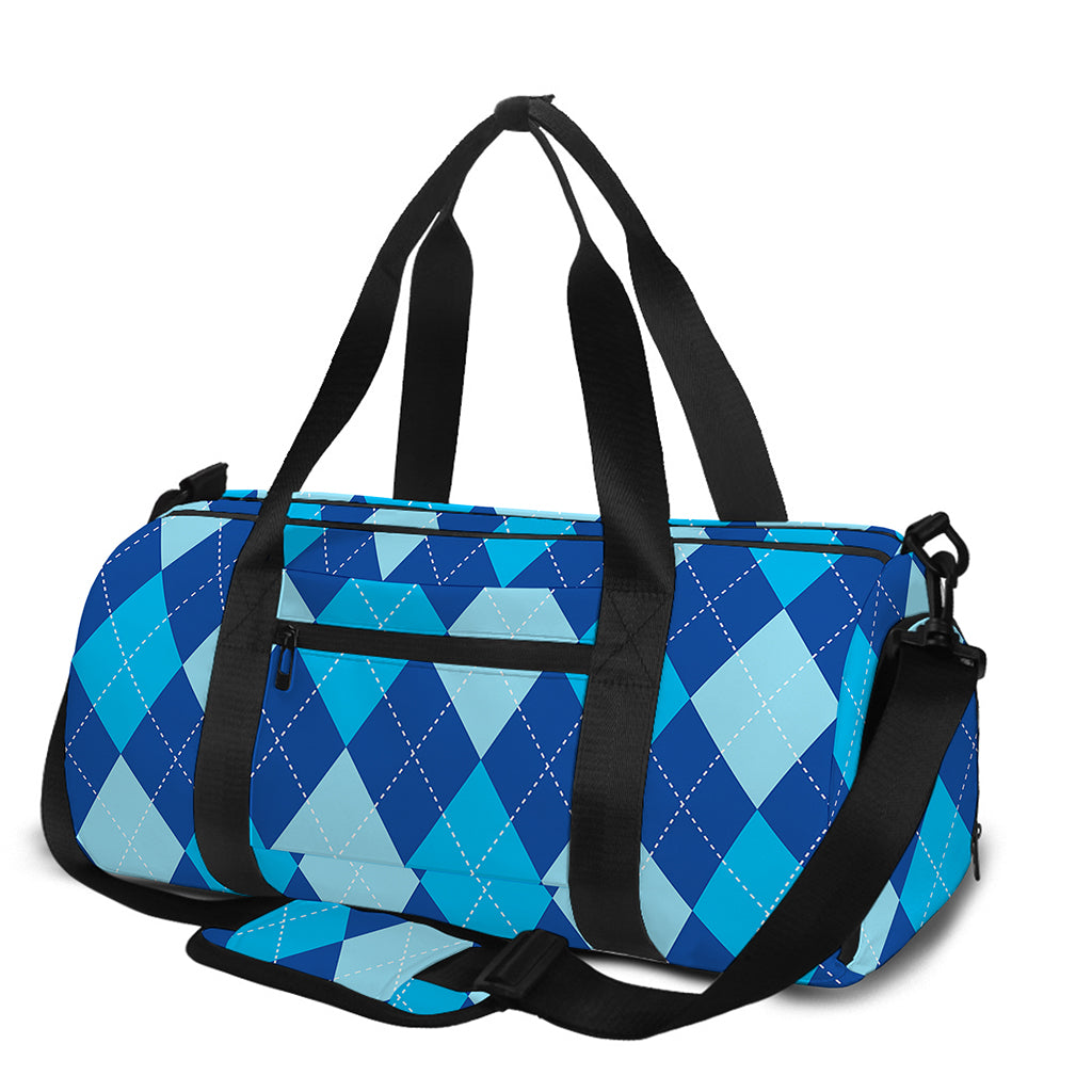 Classic Blue Argyle Pattern Print Gym Bag