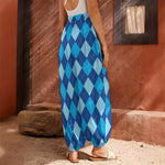 Classic Blue Argyle Pattern Print Harem Pants